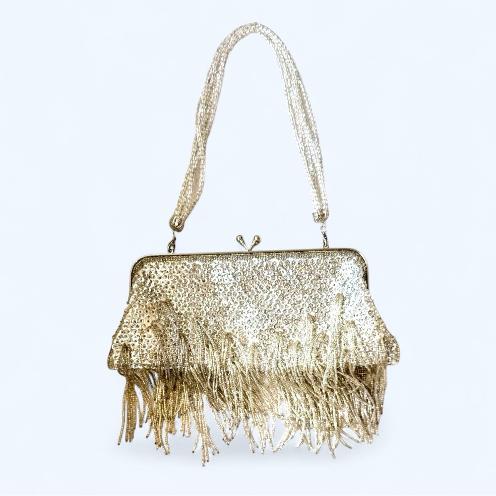 ✨ Vintage-Inspired Sequin & Crystal Evening Bag